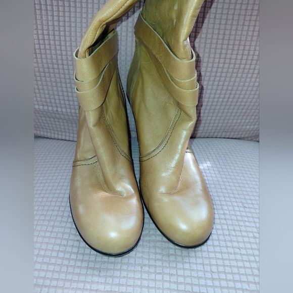Tan Leather You Brand Wedge Boots - Picture 3 of 7